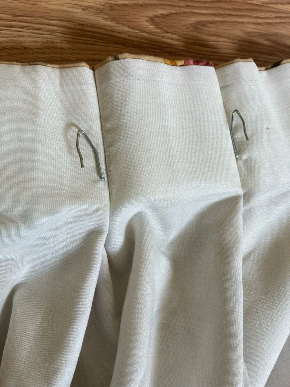JCPenney Home Set of 3 Drapes Pinch Plaid Curtains Beige Floral Print 24x82”
